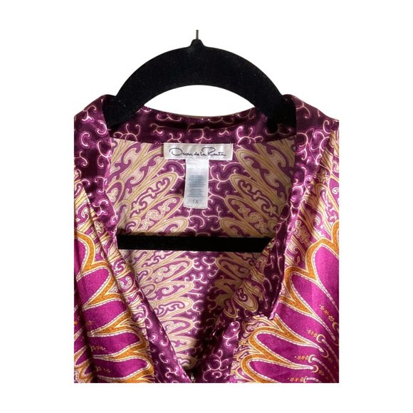 Oscar de la Renta Purple and Gold Kaftan Muumuu Size 1X - Picture 5 of 10